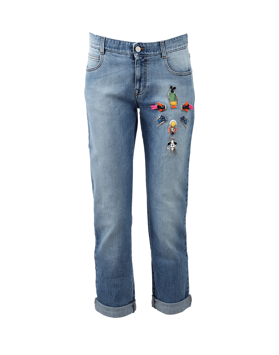 STELLA MCCARTNEY JEANS-Tomboy Diamond Embroidered Jeans-