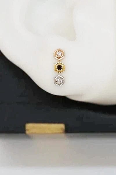 STEPHANIE ANDERS XO-'Eleven' White Diamond Stud-