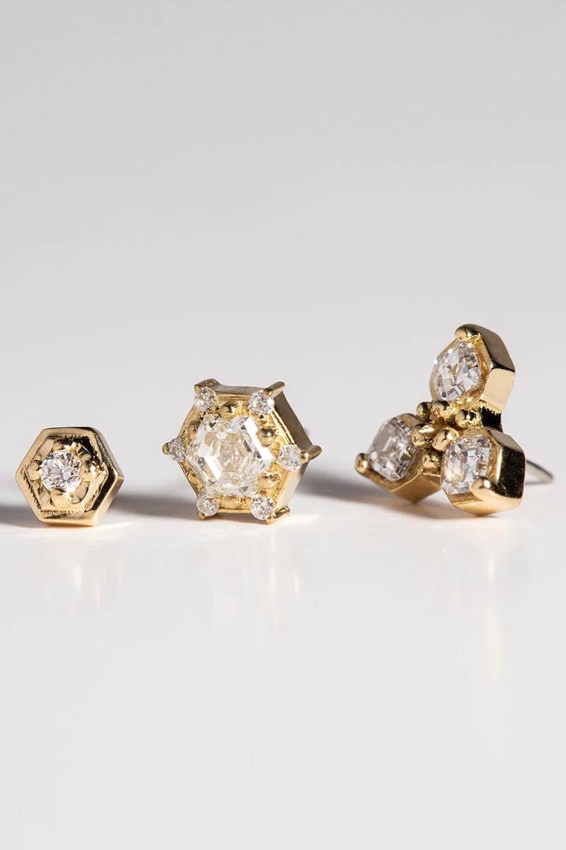 STEPHANIE ANDERS XO-'Eleven' White Diamond Stud-