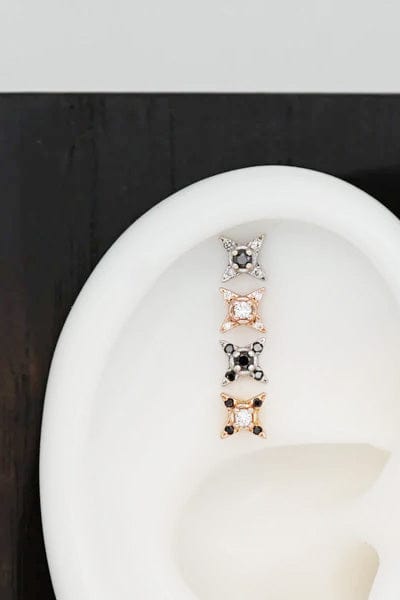 STEPHANIE ANDERS XO-'Three' White & Black Diamond Stud-