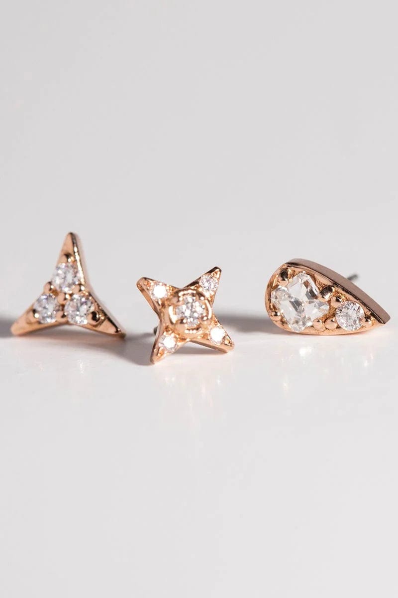 STEPHANIE ANDERS XO-'Three' White Diamond Stud-
