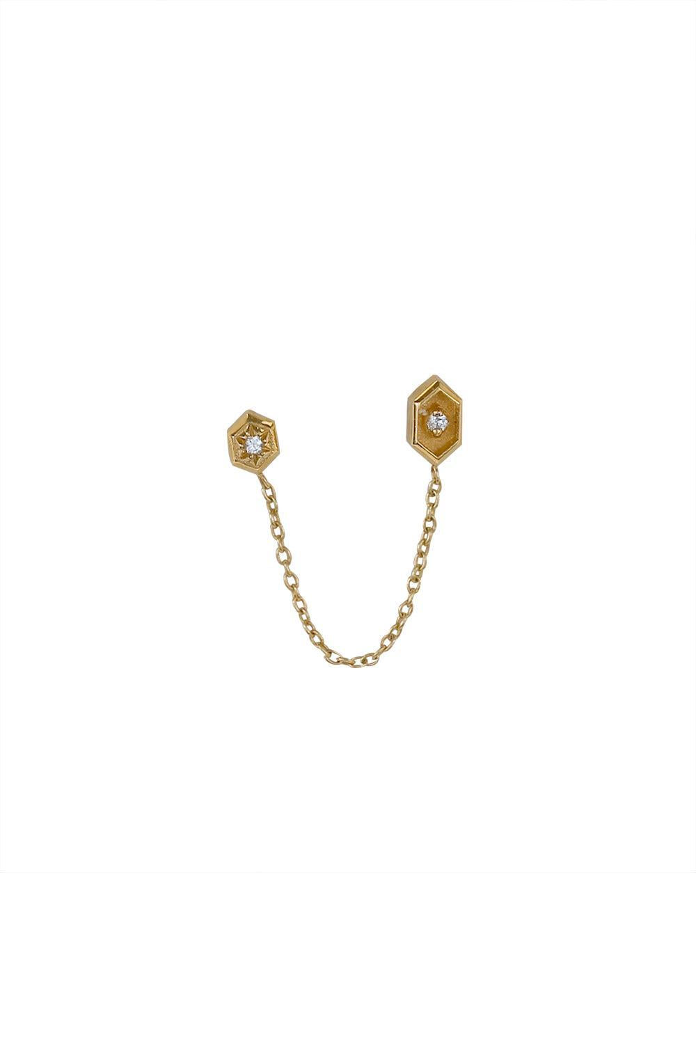 Sunken Hex Movement Earring-YELLOW GOLD-JEWELRYFINE JEWELPIERCING-STEPHANIE ANDERS XO
