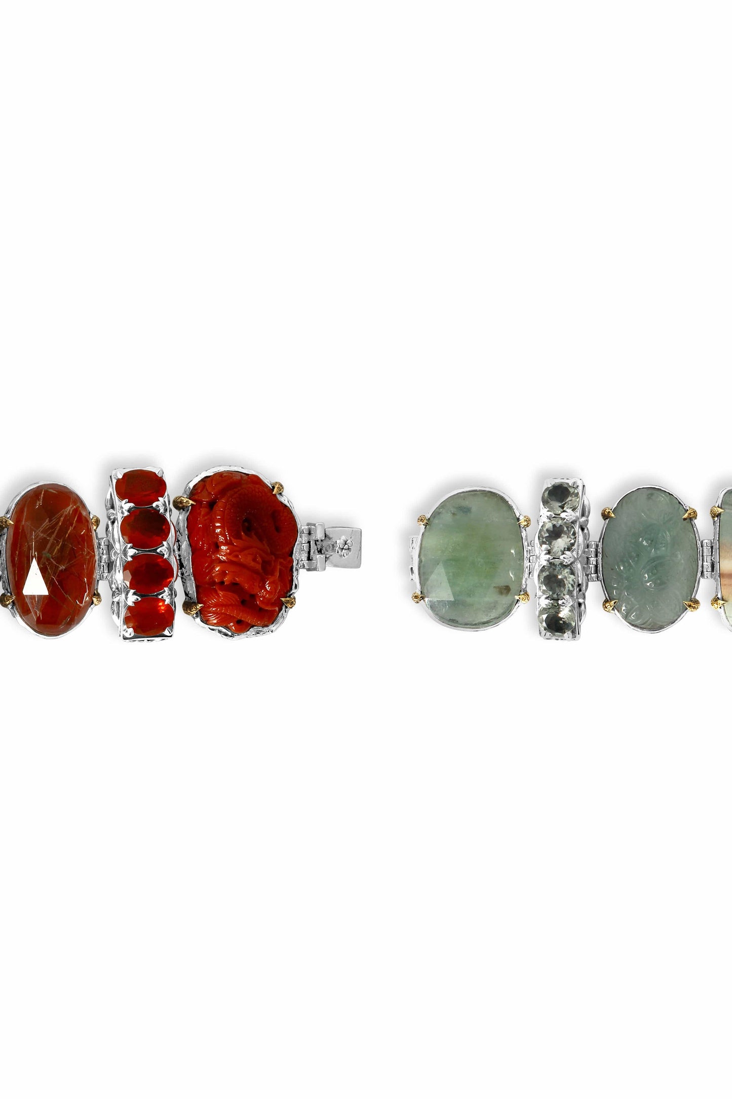 STEPHEN DWECK-Red Jasper and Rose Quartz Bracelet-SILVER