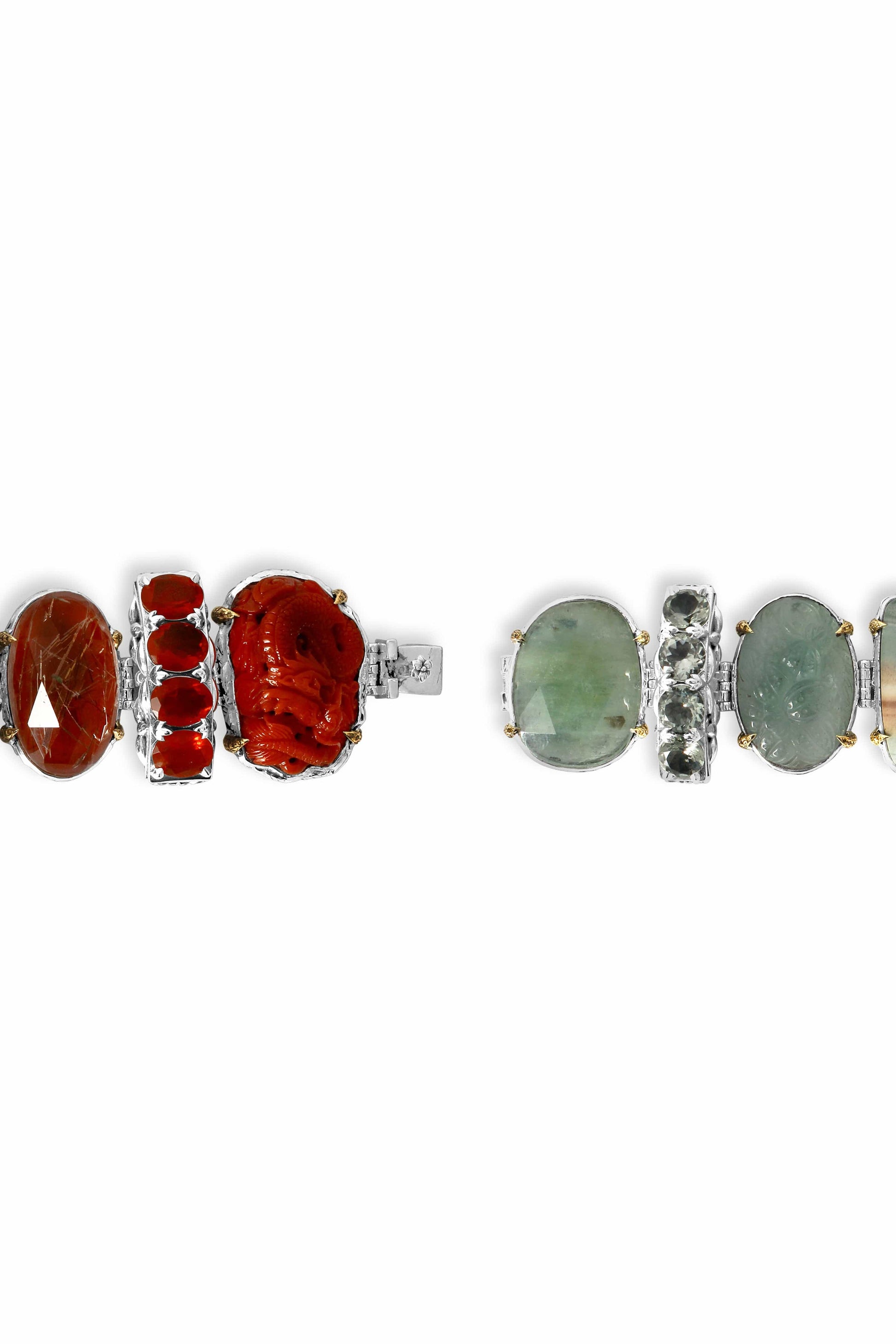 STEPHEN DWECK-Red Jasper and Rose Quartz Bracelet-SILVER