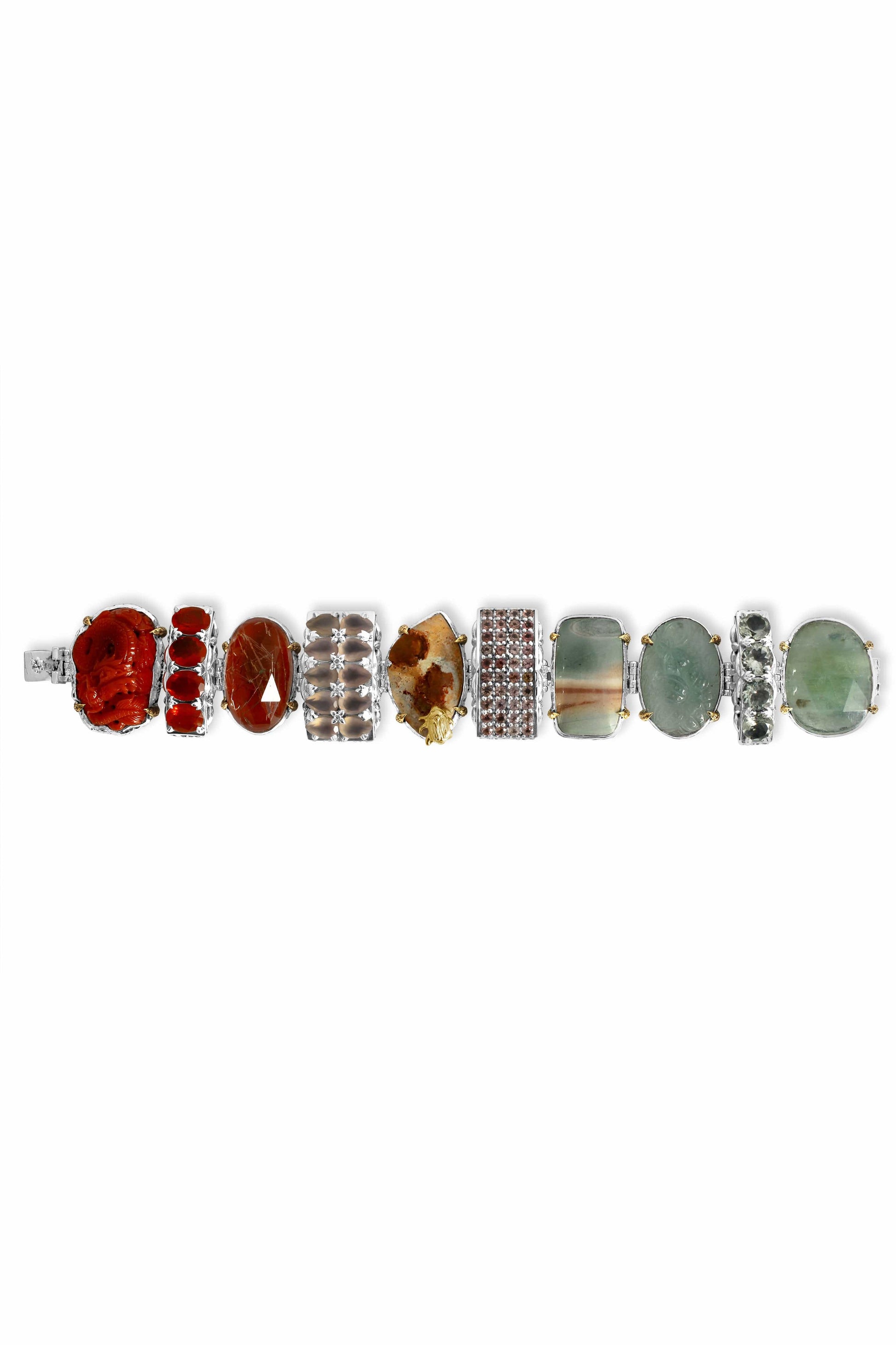 STEPHEN DWECK-Red Jasper and Rose Quartz Bracelet-SILVER