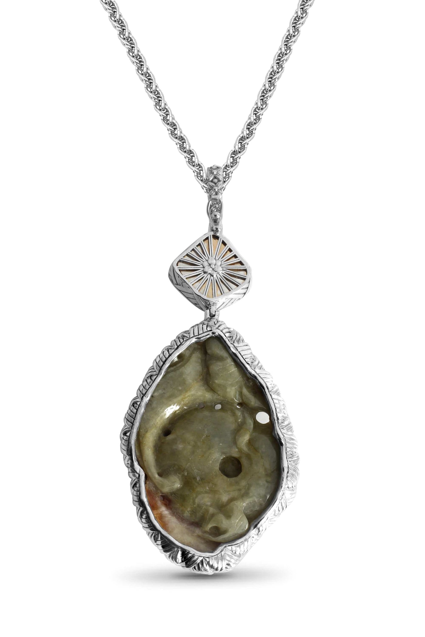 STEPHEN DWECK-Hand Carved Jade Necklace-SILVER