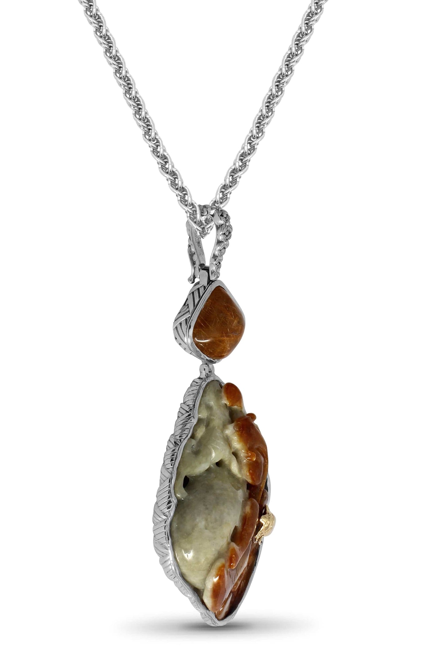 STEPHEN DWECK-Hand Carved Jade Necklace-SILVER