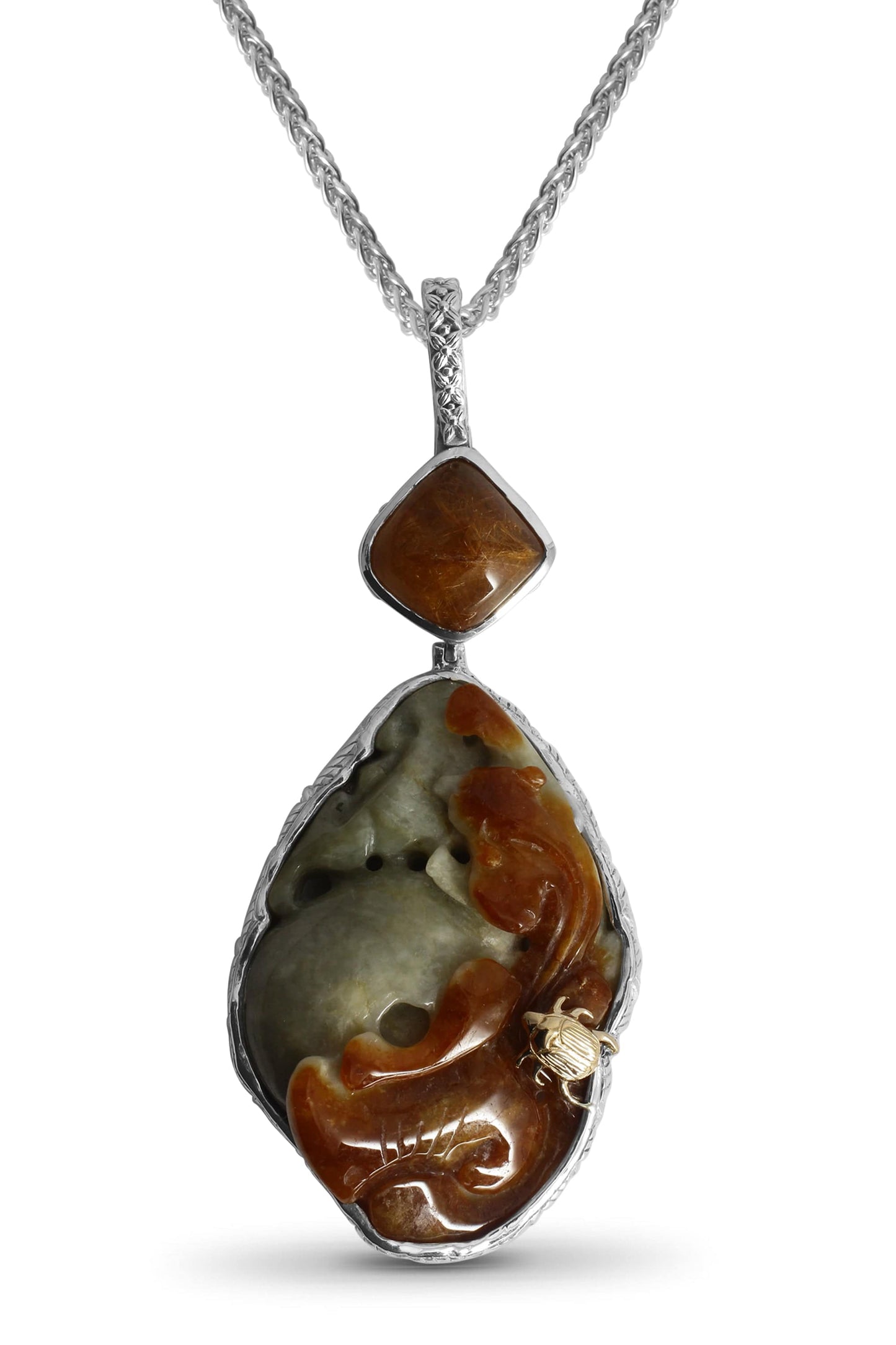 STEPHEN DWECK-Hand Carved Jade Necklace-SILVER