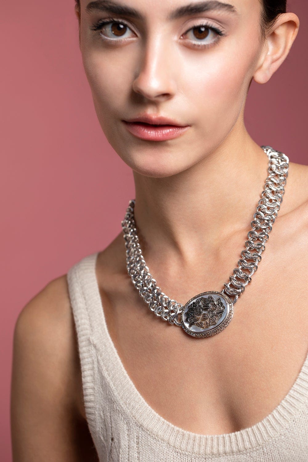  STEPHEN DWECK-Legacy Collection Flower Necklace-SILVER 
