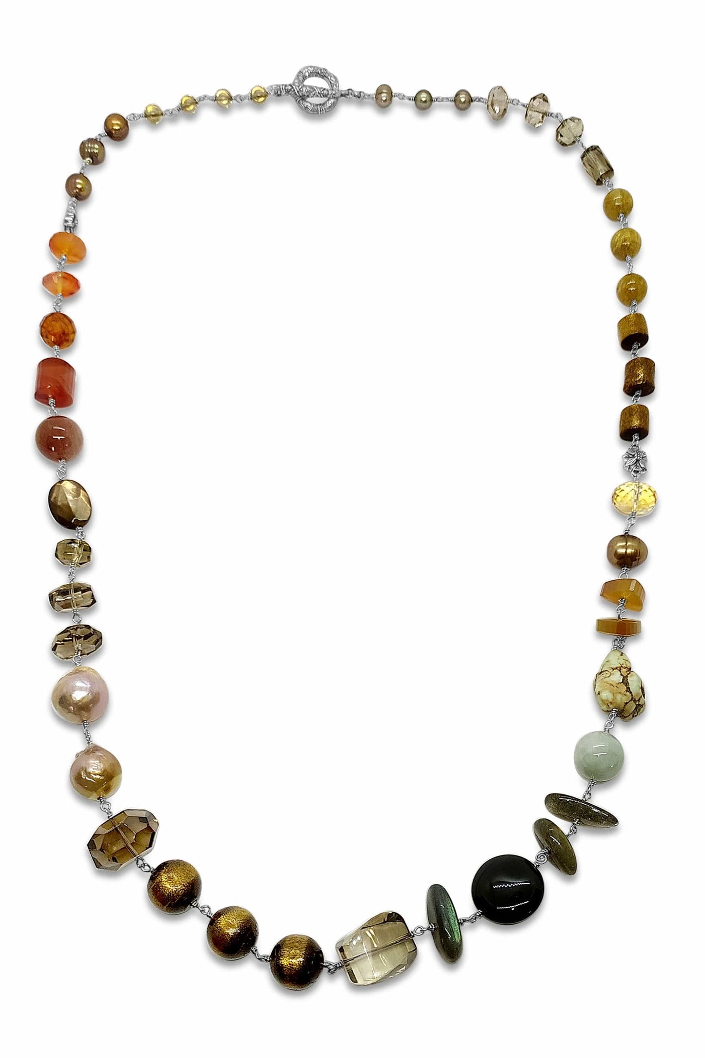 STEPHEN DWECK-Mixed Stone Single Strand Necklace-SILVER