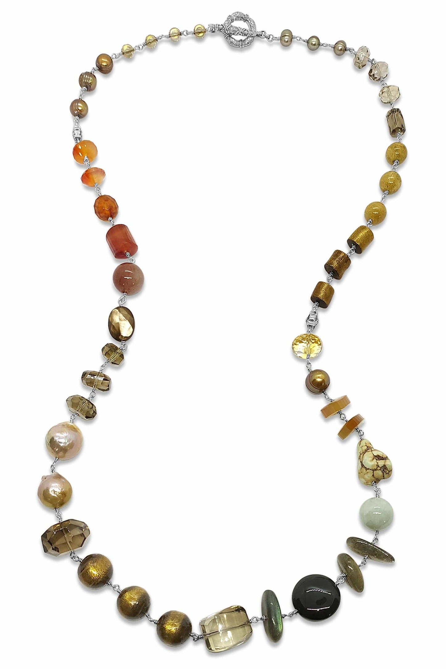 STEPHEN DWECK-Mixed Stone Single Strand Necklace-SILVER
