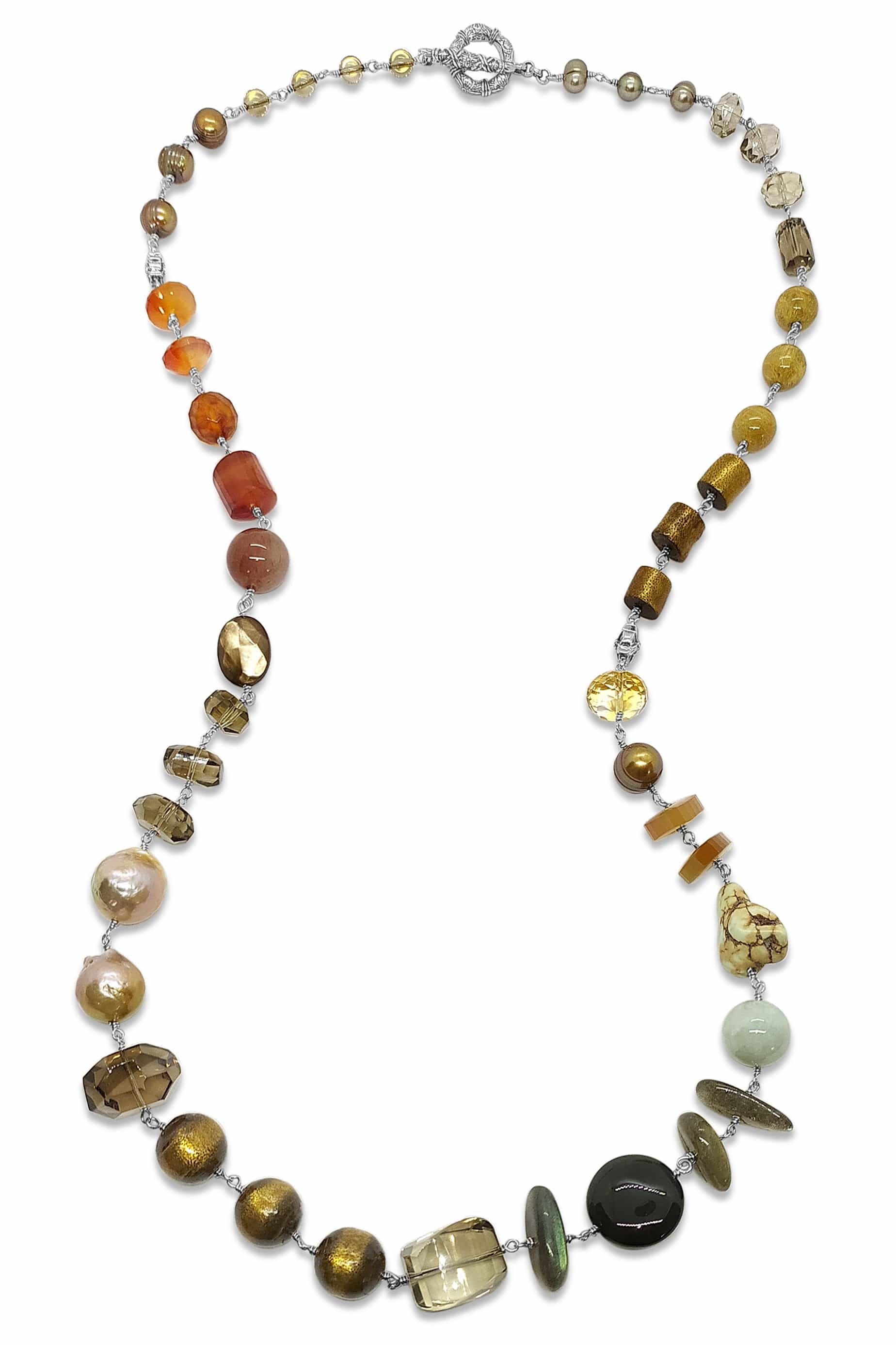 STEPHEN DWECK-Mixed Stone Single Strand Necklace-SILVER