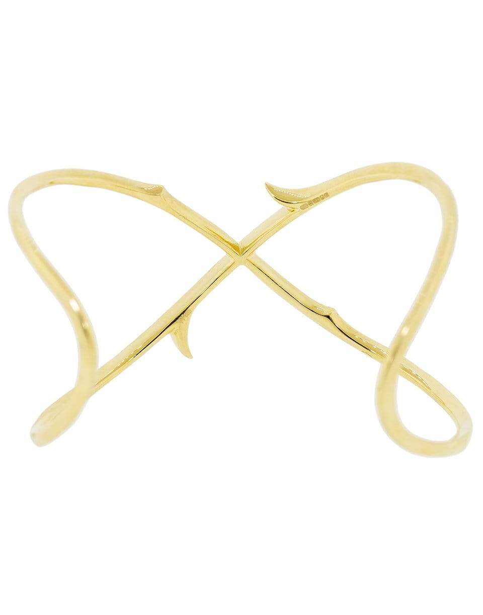 STEPHEN WEBSTER-Thorn Stem Crossover Diamond Cuff-YELLOW GOLD