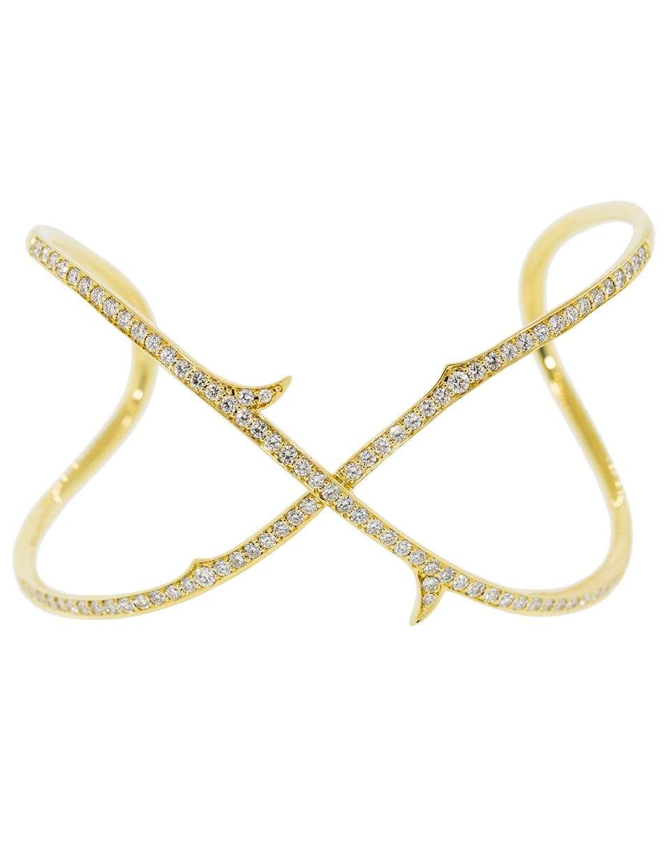 STEPHEN WEBSTER-Thorn Stem Crossover Diamond Cuff-YELLOW GOLD