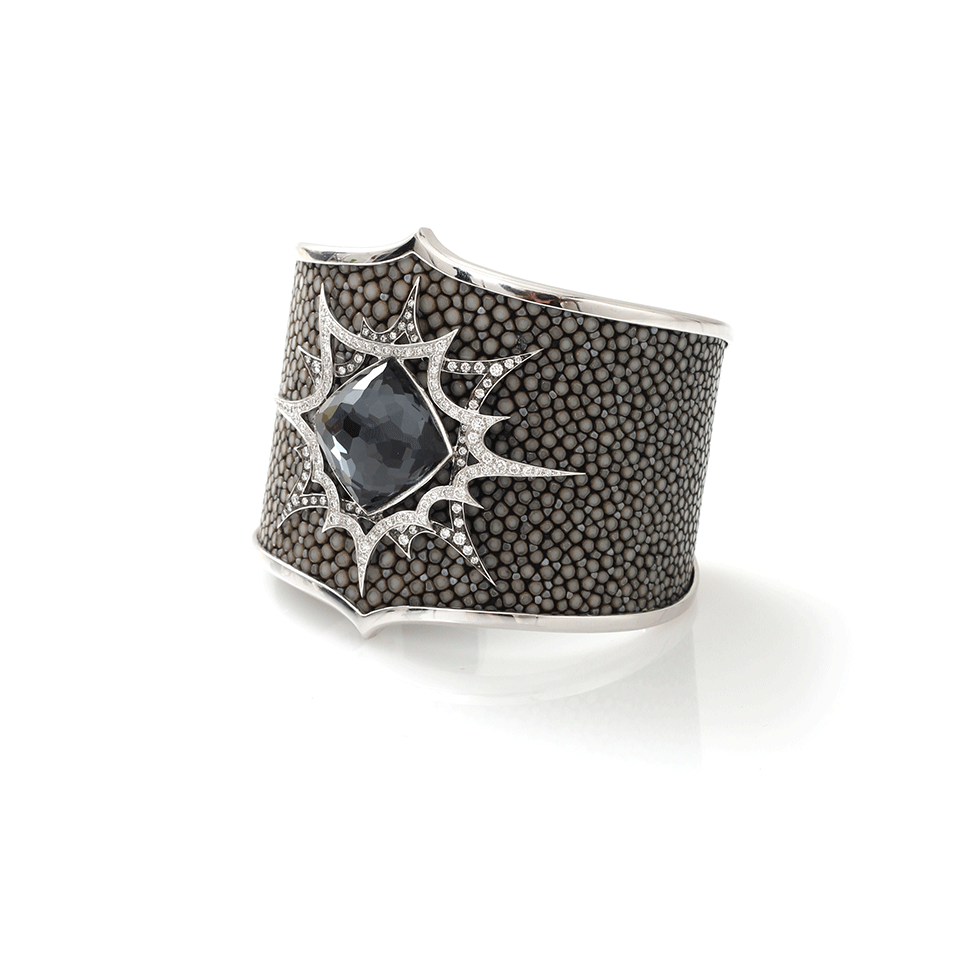 STEPHEN WEBSTER-Hematite Quartz Cuff-WHITE GOLD