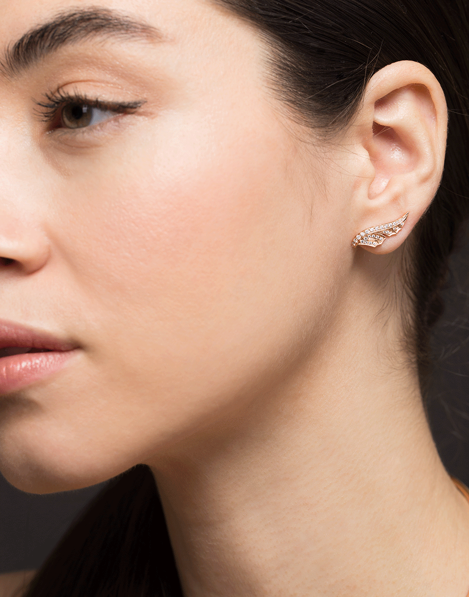 STEPHEN WEBSTER-Magnipheasant Diamond Feather Earrings-ROSE GOLD