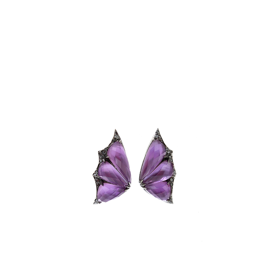 STEPHEN WEBSTER-Amethyst Earrings With Removable Drops-WHITE GOLD