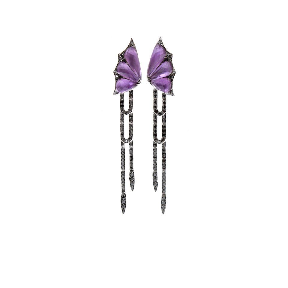 STEPHEN WEBSTER-Amethyst Earrings With Removable Drops-WHITE GOLD
