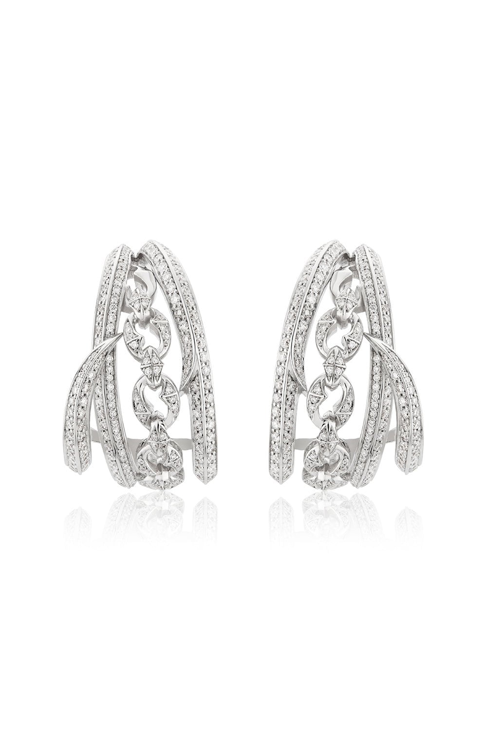 STEPHEN WEBSTER-Bound Together Cuff Earrings-WHITE GOLD