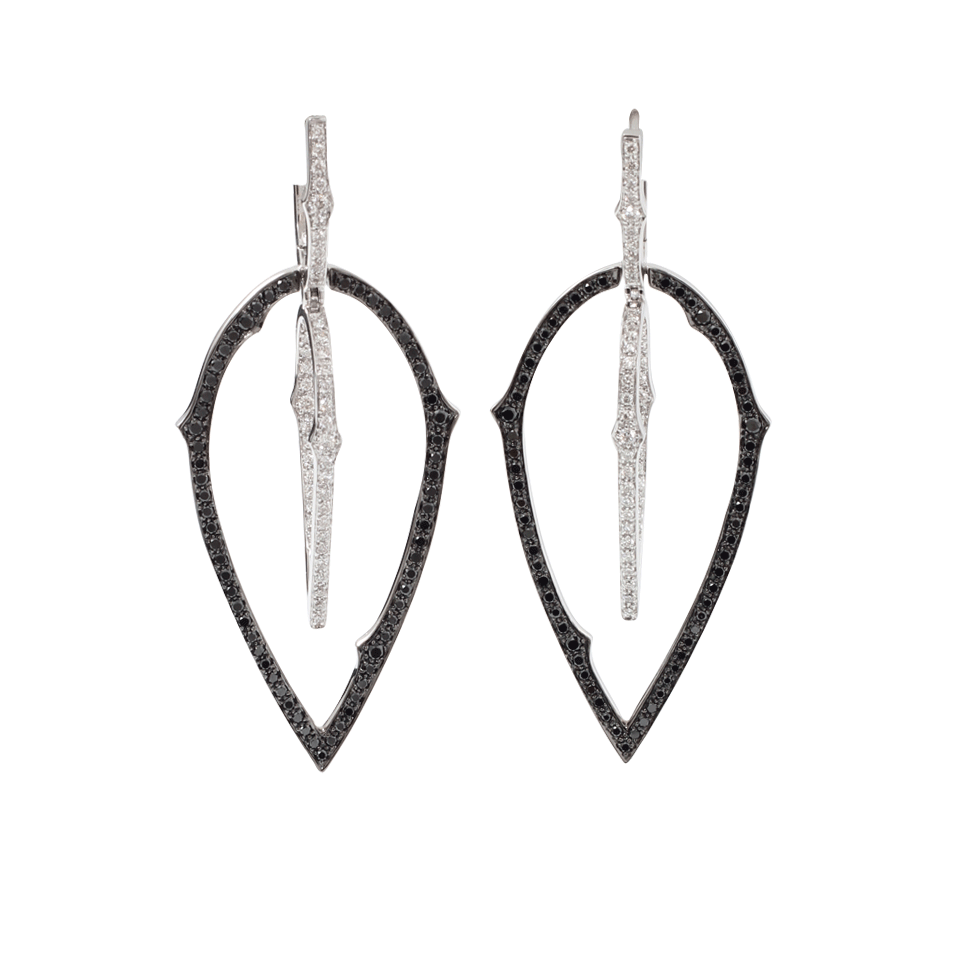 STEPHEN WEBSTER-Diamond Thorn Double Hoop Earrings-WHITE GOLD