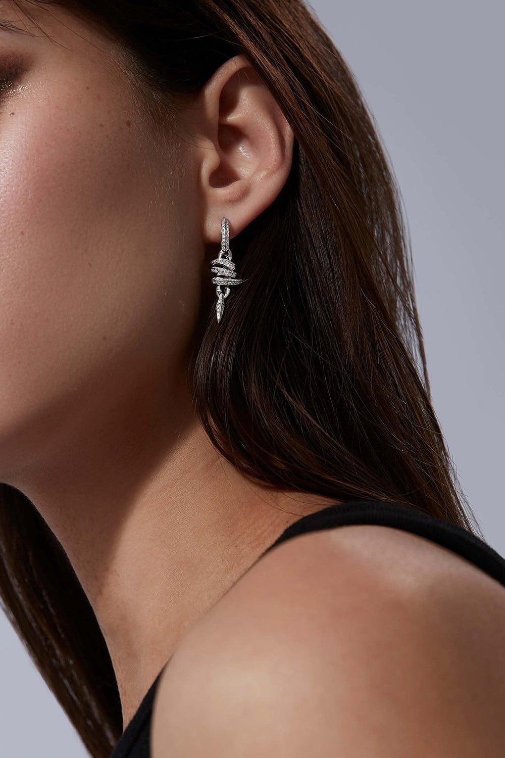 STEPHEN WEBSTER-Entwined Drop Earrings-WHITE GOLD