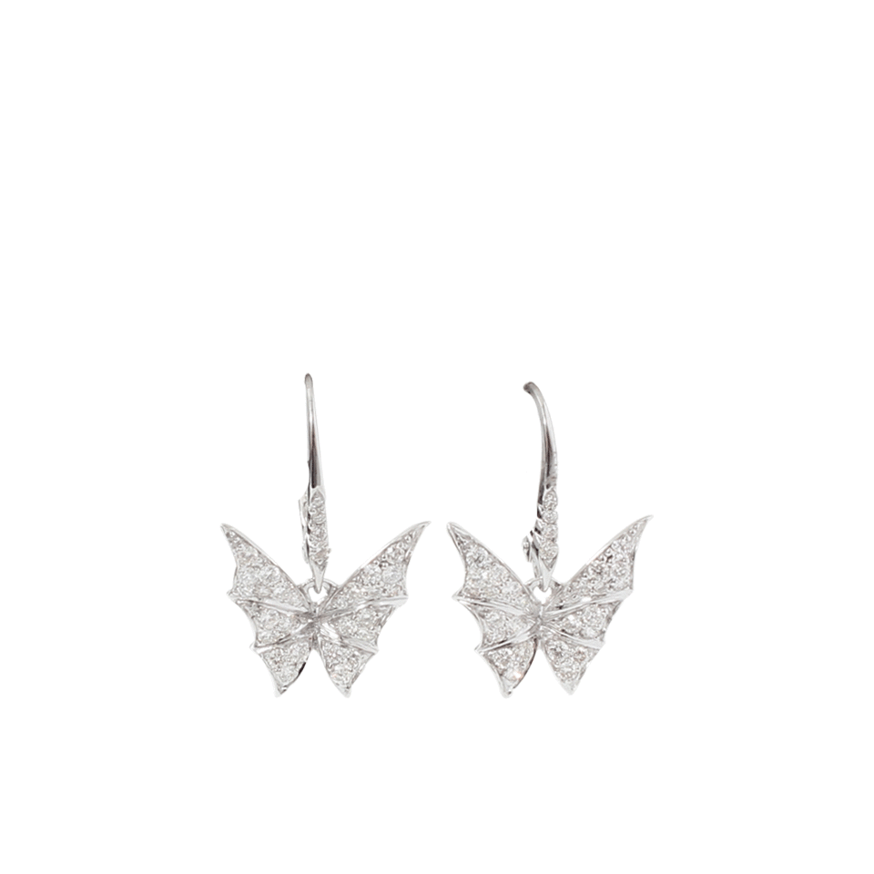 STEPHEN WEBSTER-Fly By Night Diamond Butterfly Earrings-WHITE GOLD