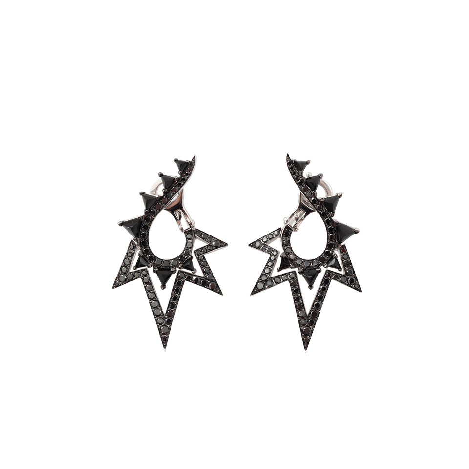 STEPHEN WEBSTER-Lady Stardust Black Diamond Earstuds-WHITE GOLD