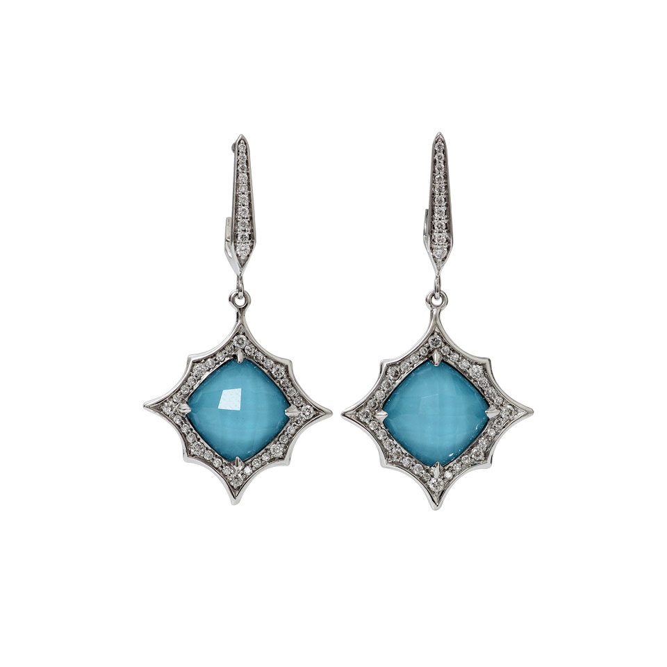 STEPHEN WEBSTER-Turquoise Quartz Earrings-WHITE GOLD