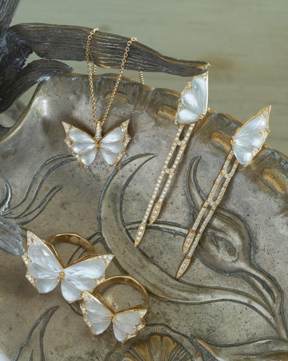 STEPHEN WEBSTER-Fly By Night Detachable Drop Earrings-YELLOW GOLD