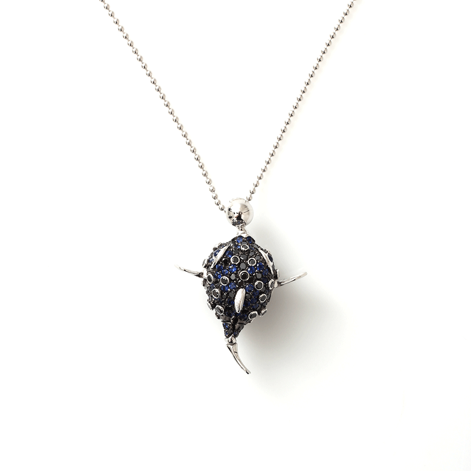 STEPHEN WEBSTER-Black Diamond Baby Puffa Fish Necklace-WHITE GOLD