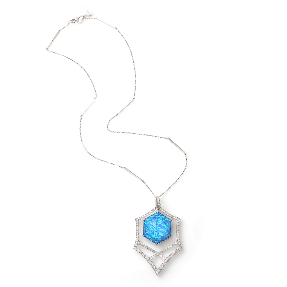 STEPHEN WEBSTER-Black Opalescent Quartz Pendant Necklace-WHITE GOLD