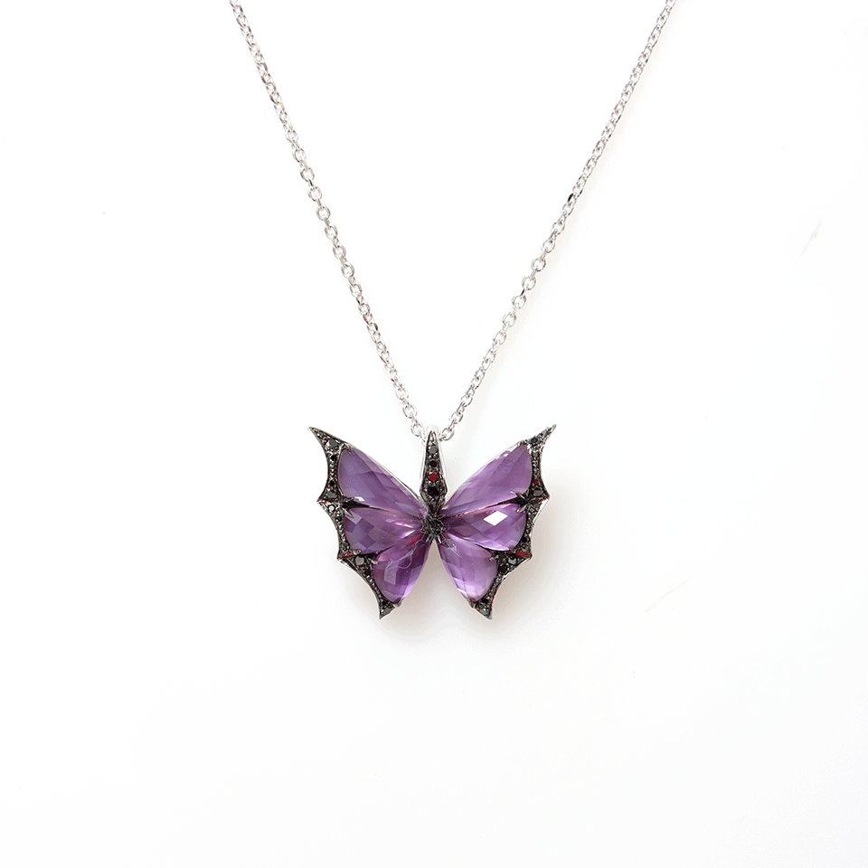 STEPHEN WEBSTER-Butterfly Pendant Necklace-WHITE GOLD