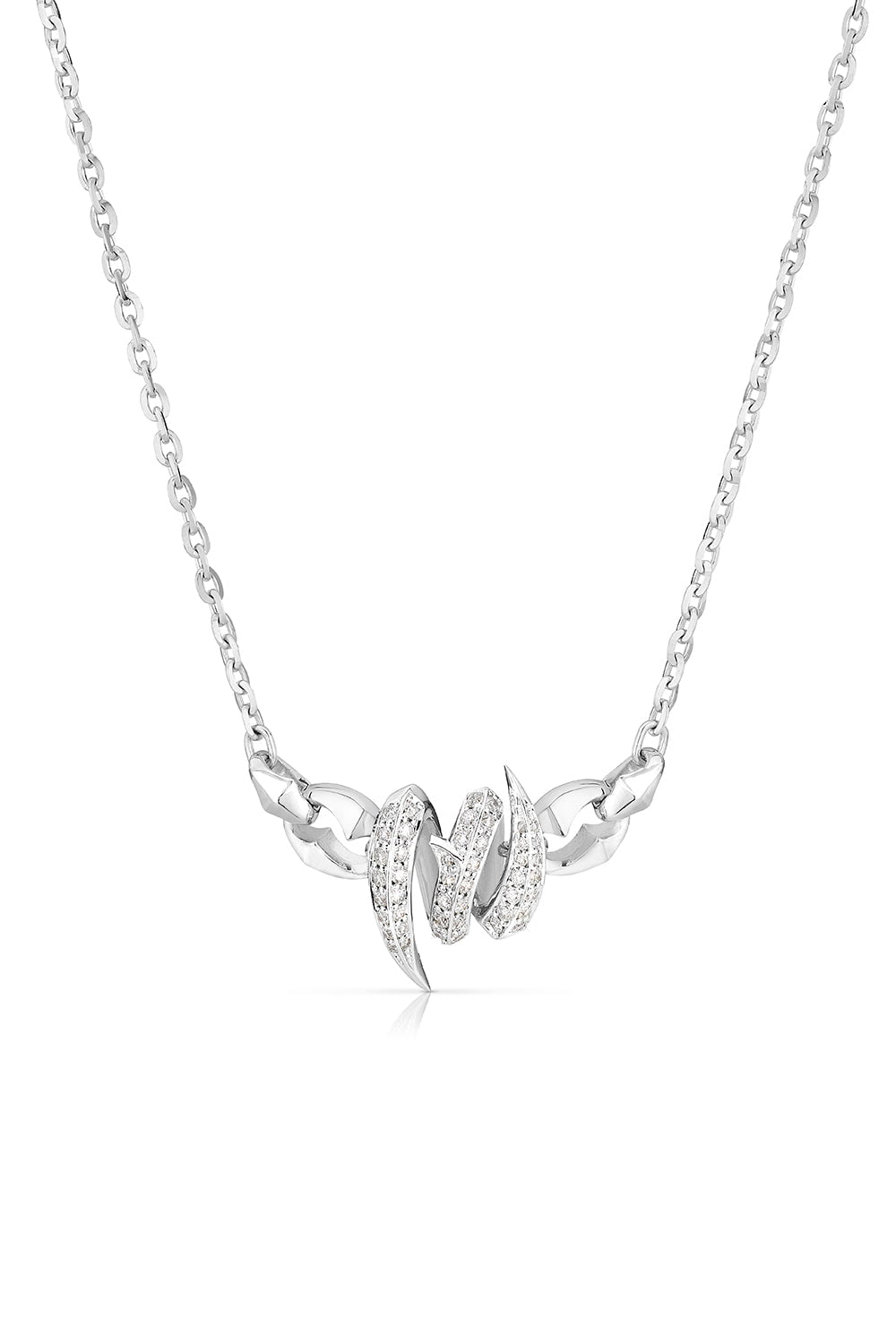 STEPHEN WEBSTER-Entwined Inline Pendant Necklace-WHITE GOLD