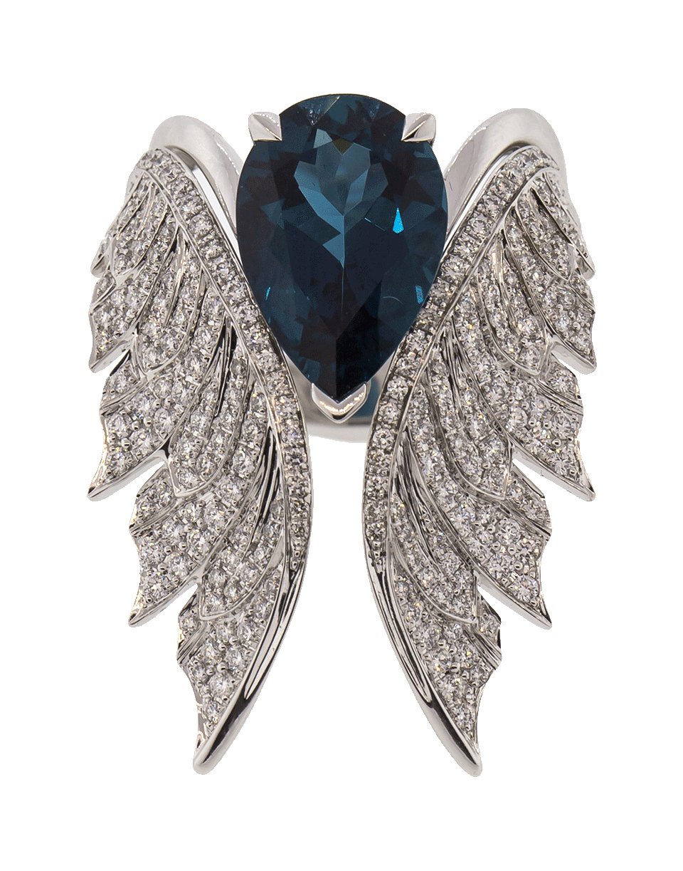 STEPHEN WEBSTER-Blue Topaz Pear Shape Ring-WHITE GOLD