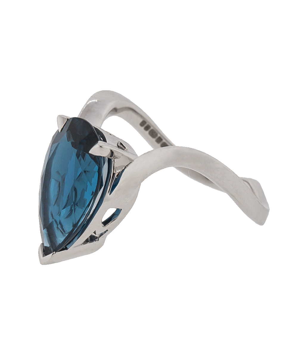 STEPHEN WEBSTER-Blue Topaz Pear Shape Ring-WHITE GOLD