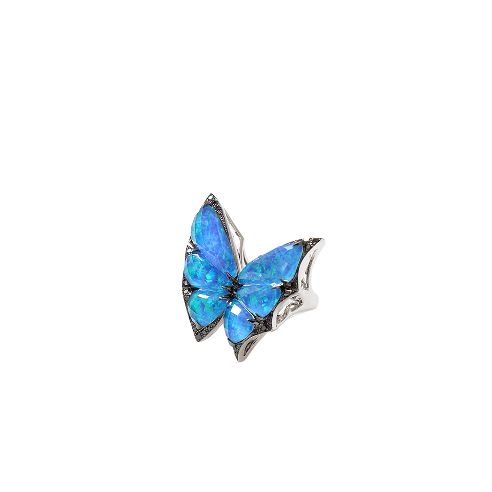 STEPHEN WEBSTER-Opal Quartz Butterfly Ring-WHITE GOLD