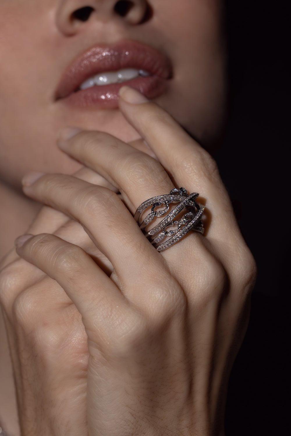 STEPHEN WEBSTER-Bound Together Large Band Ring-WHITE GOLD