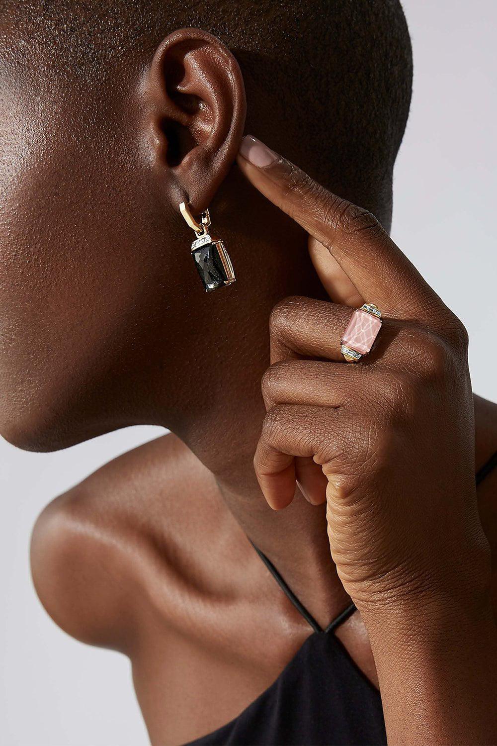 STEPHEN WEBSTER-Crystal Haze Tablet Twister Slim Ring-YELLOW GOLD