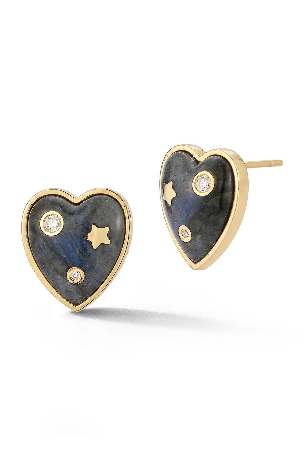 Diamond Heart Stud Earrings-YELLOW GOLD-JEWELRYFINE JEWELEARRING-STORROW