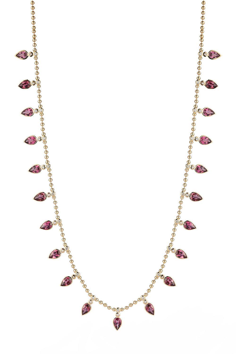  Pink Garnet Pearl Diamond Emma Beaded Necklace-YELLOW GOLD-16-18-JEWELRYFINE JEWELNECKLACE O-STORROW 