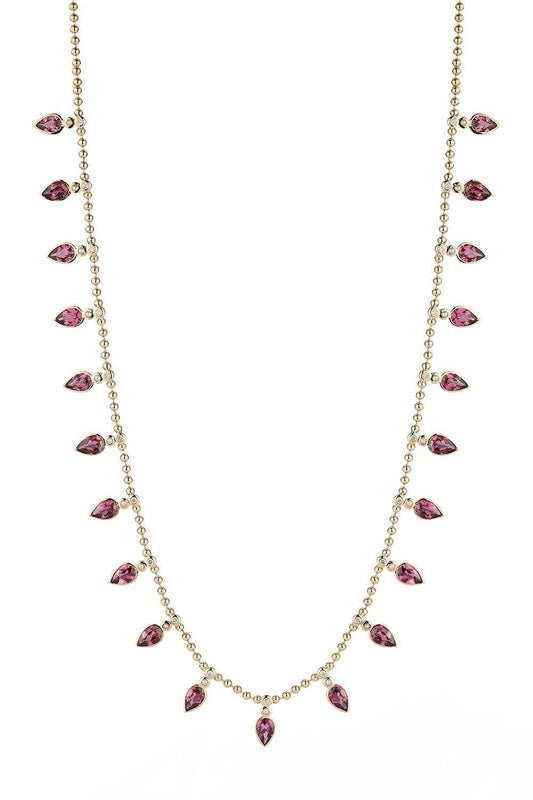 Pink Garnet Pearl Diamond Emma Beaded Necklace-YELLOW GOLD-16-18-JEWELRYFINE JEWELNECKLACE O-STORROW