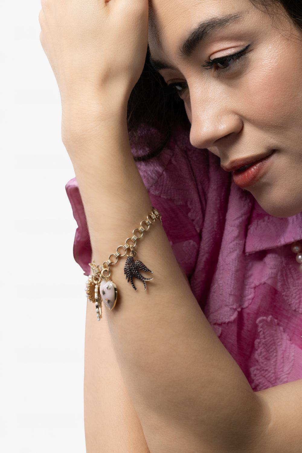 Black Diamond Sparrow Charm-YELLOW GOLD-JEWELRYFINE JEWELPENDANT-STORROW