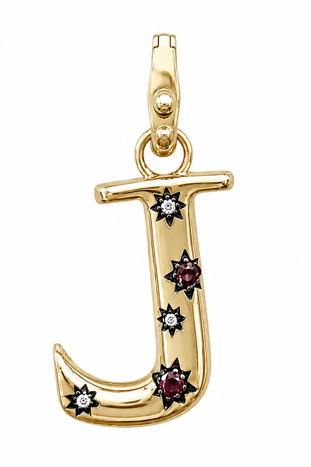  Pink Garnet Diamond Celeste Initial - J-YELLOW GOLD-JEWELRYFINE JEWELPENDANT-STORROW 