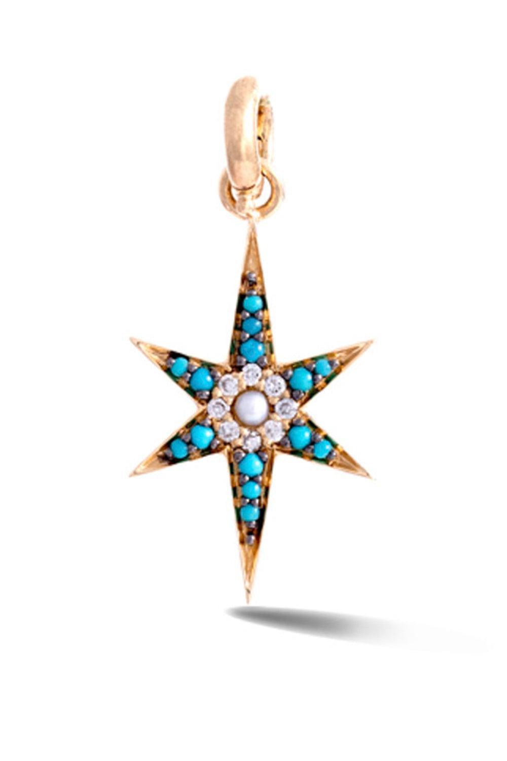 Turquoise Stella Star Pendant-YELLOW GOLD-JEWELRYFINE JEWELPENDANT-STORROW