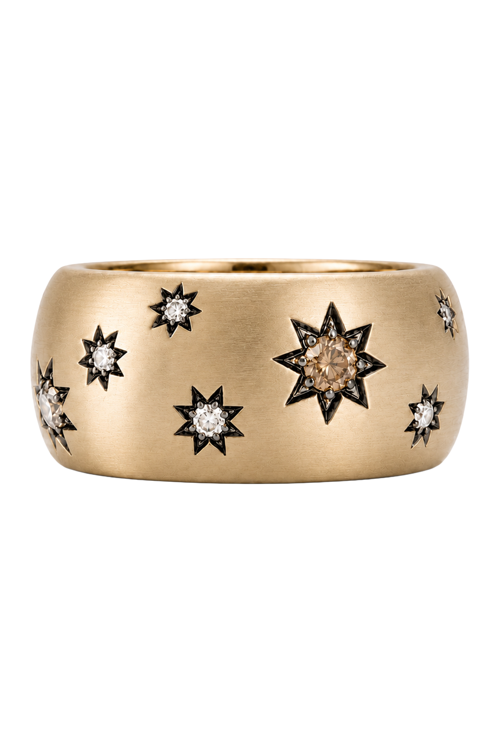 White Brown Diamond Celeste Band Ring-YELLOW GOLD-6-JEWELRYFINE JEWELRING-STORROW
