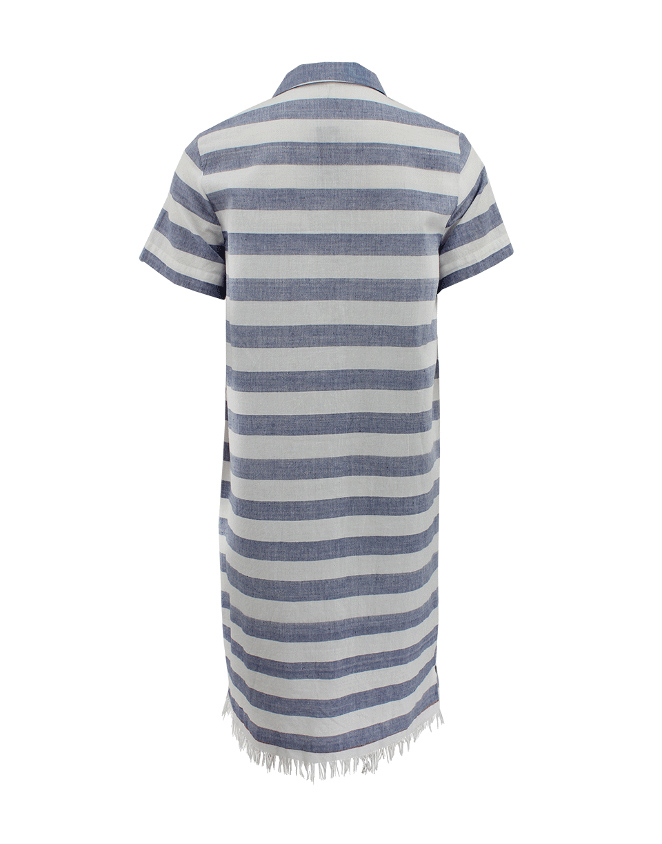 SUNO-Short Sleeve Stripe Button Down Dress-