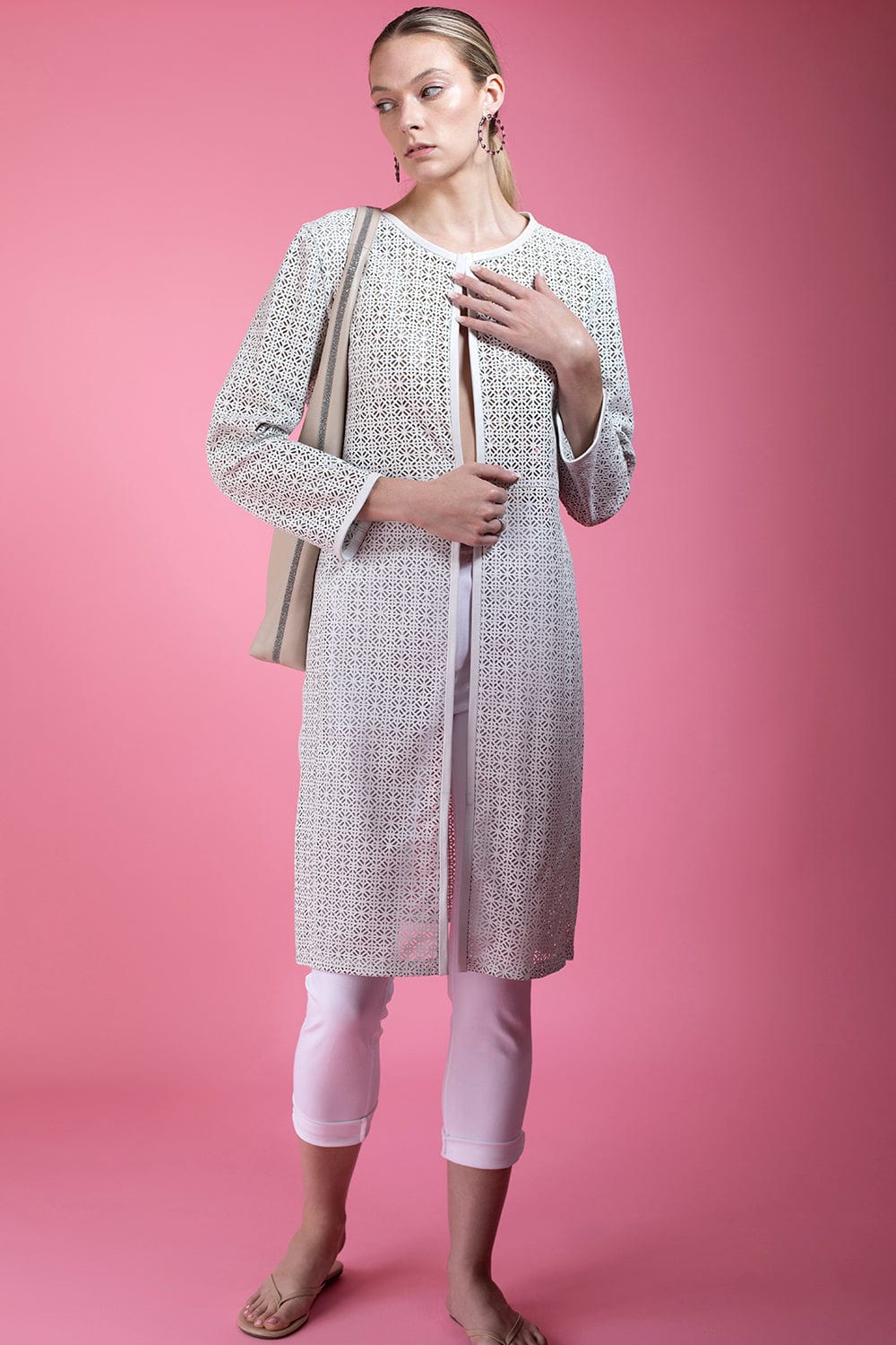 SUSAN BENDER-Perforated Laser Duster Jacket-
