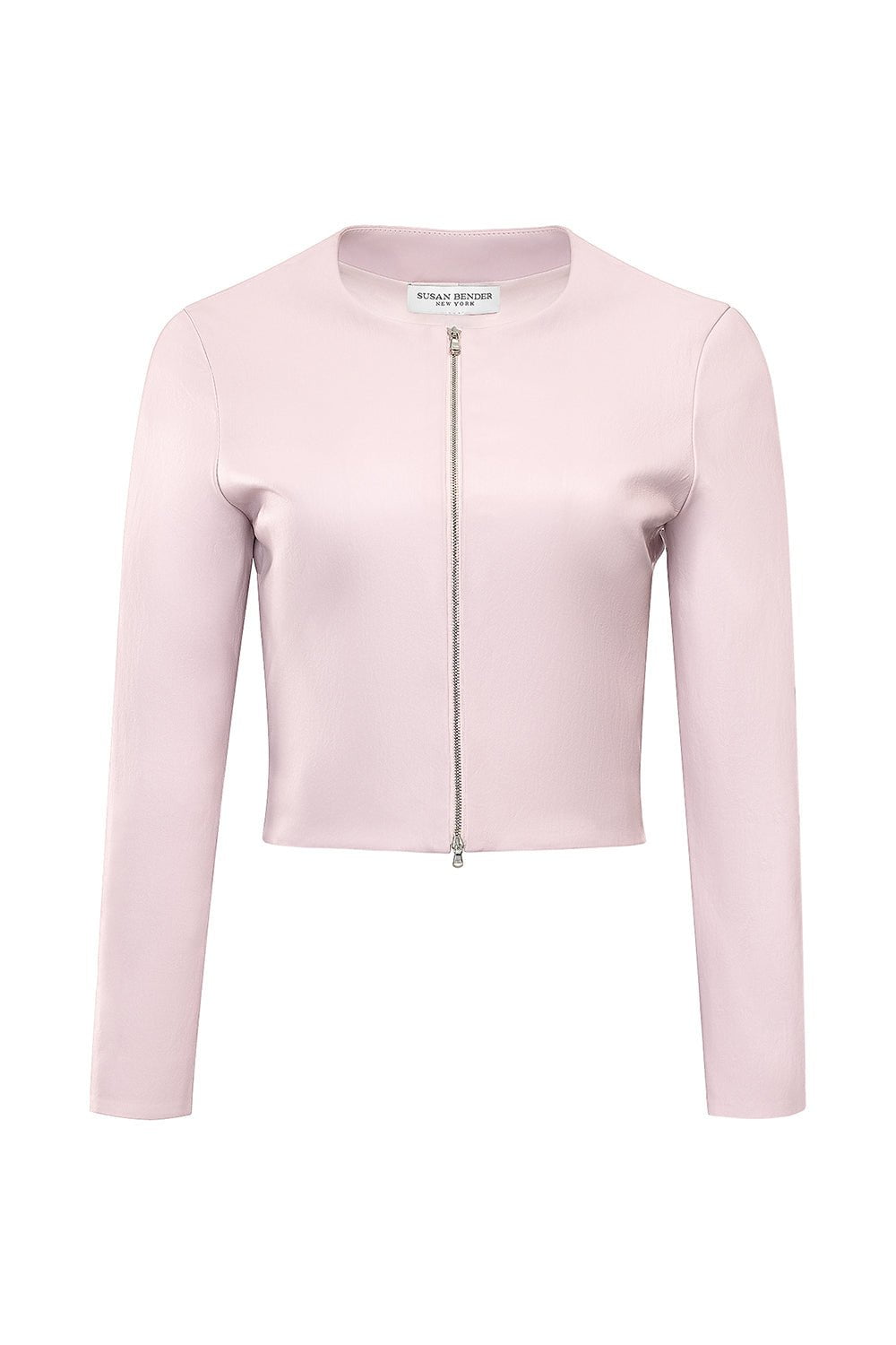 SUSAN BENDER-Leather Cardigan Jacket - Pale Pink-