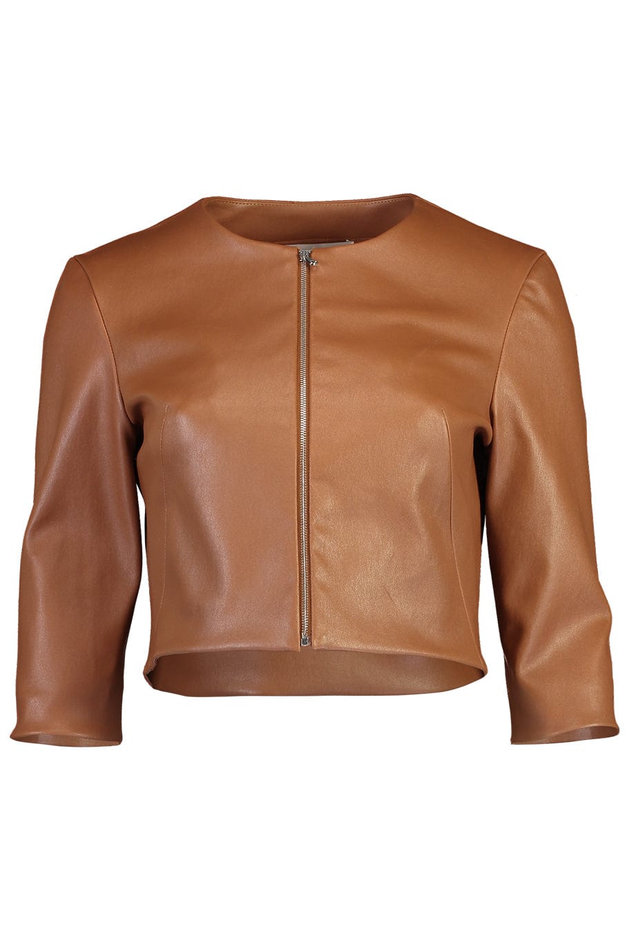 SUSAN BENDER-Stretch Leather Cardigan - Saddle-