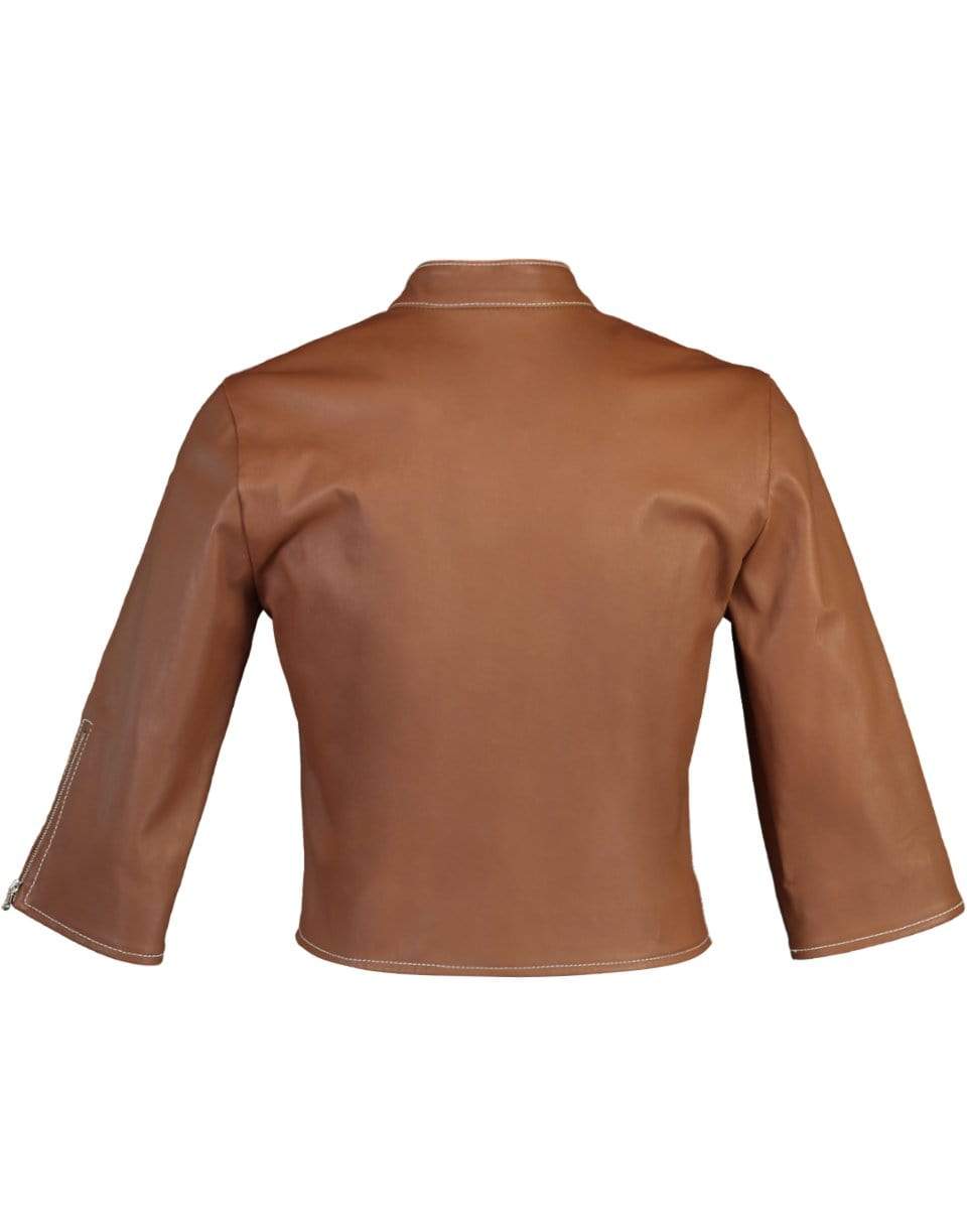 SUSAN BENDER-Cropped Tab Collar Biker Jacket-